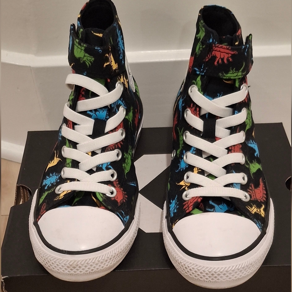 Converse Black High Top Sneakers with Multi-Color Print